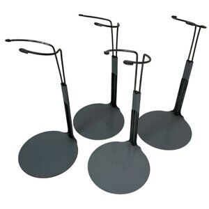 LOT (4) Vintage Light Gray KAISER Doll Stand 3" Base Adjusts 8-11" Doll MEGO Ken